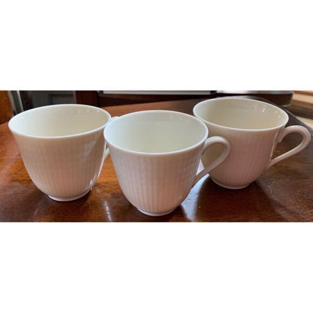 3 Swedish Grace Rorstrand Louise Adelborg Cup Cream Color Wheat Pattern 2.5" H